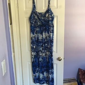 Blue, white, black long maxi summer dress
